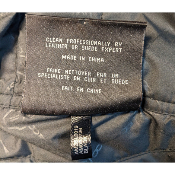 Andrew Marc Leather Coat Black Size XL Jacket Brown Contrasting Collar Pockets - Picture 3 of 9